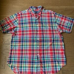 Men's Vintage Ralph Lauren Plaid Short-Sleeve Button-Down -XL